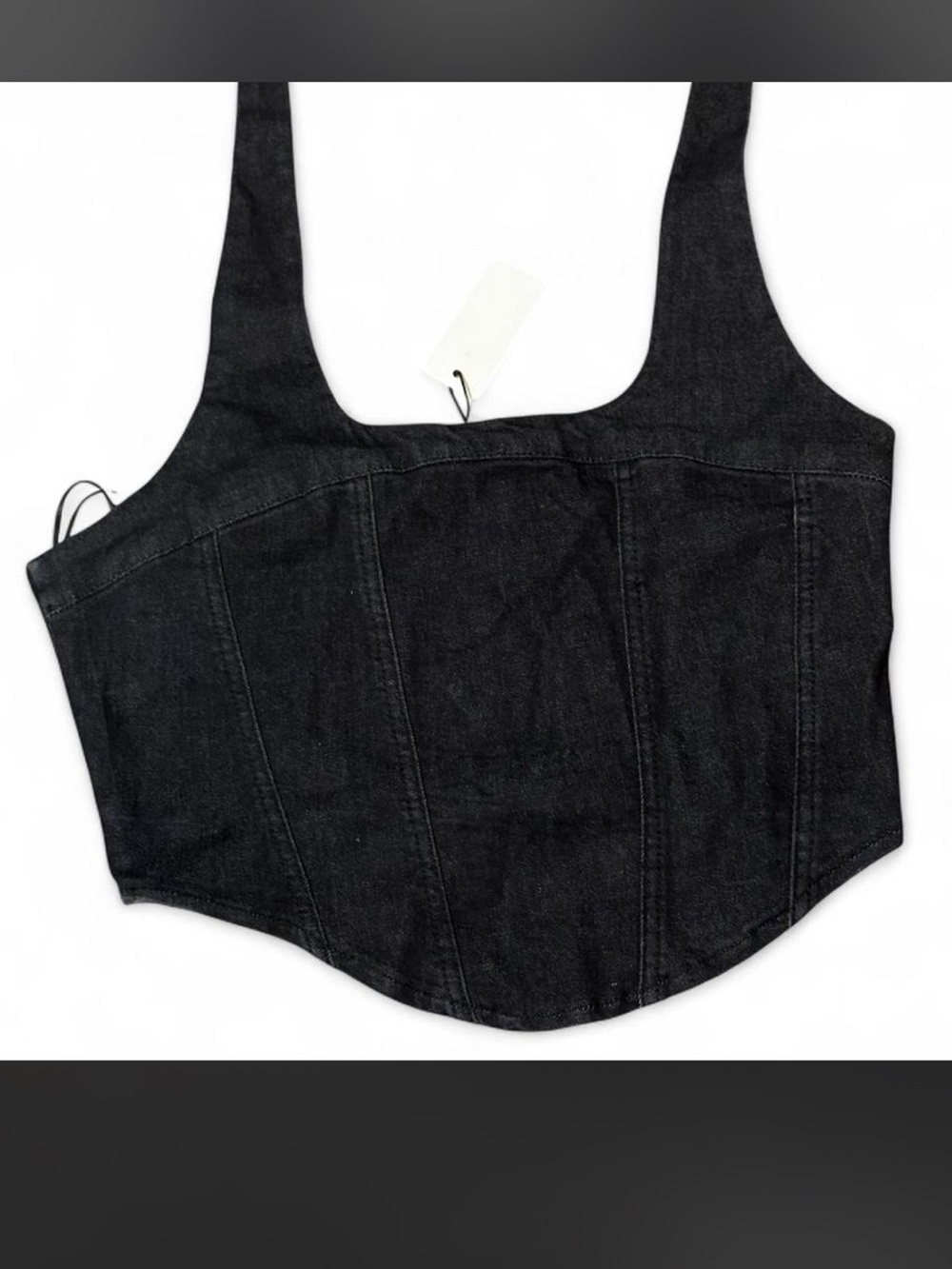 Black Denim Corset Crop Top